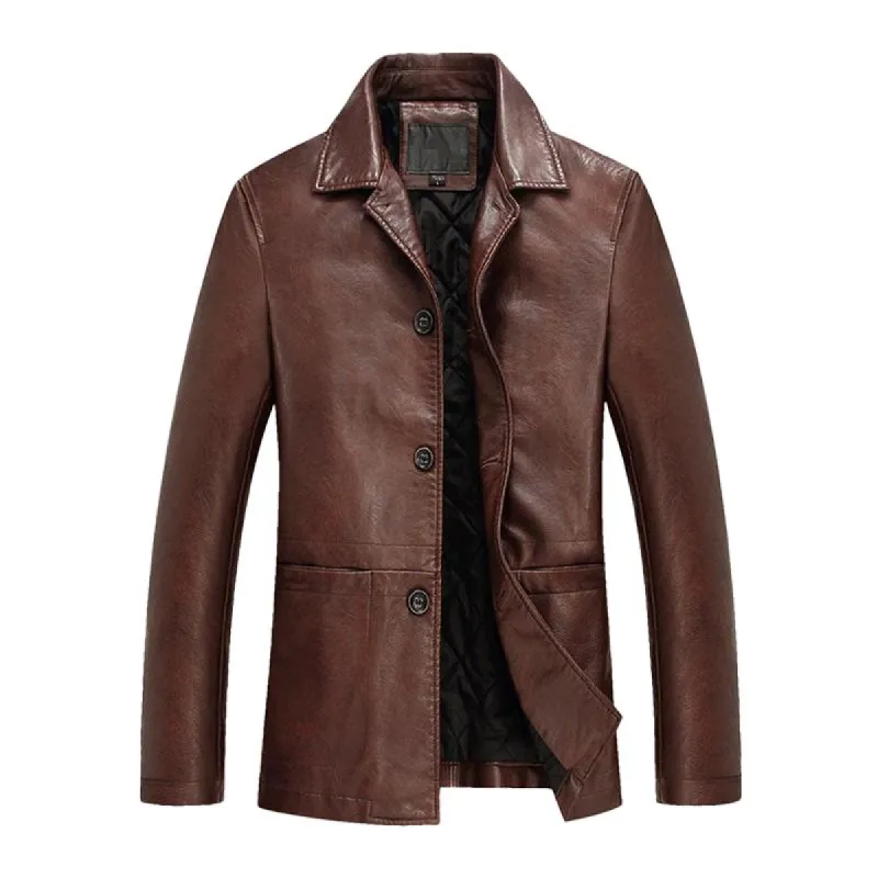 Men's Vintage Cotton Thick Lapel Leather Blazer 79446357M sold by Manly