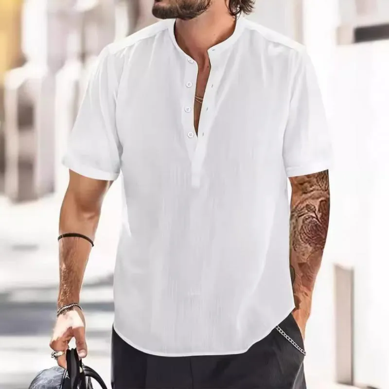 Men's Solid Henley Short Sleeve Shirt 65602715Y sold by Manly product image thumbnail 2