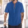 Men's Solid Henley Short Sleeve Shirt 65602715Y sold by Manly