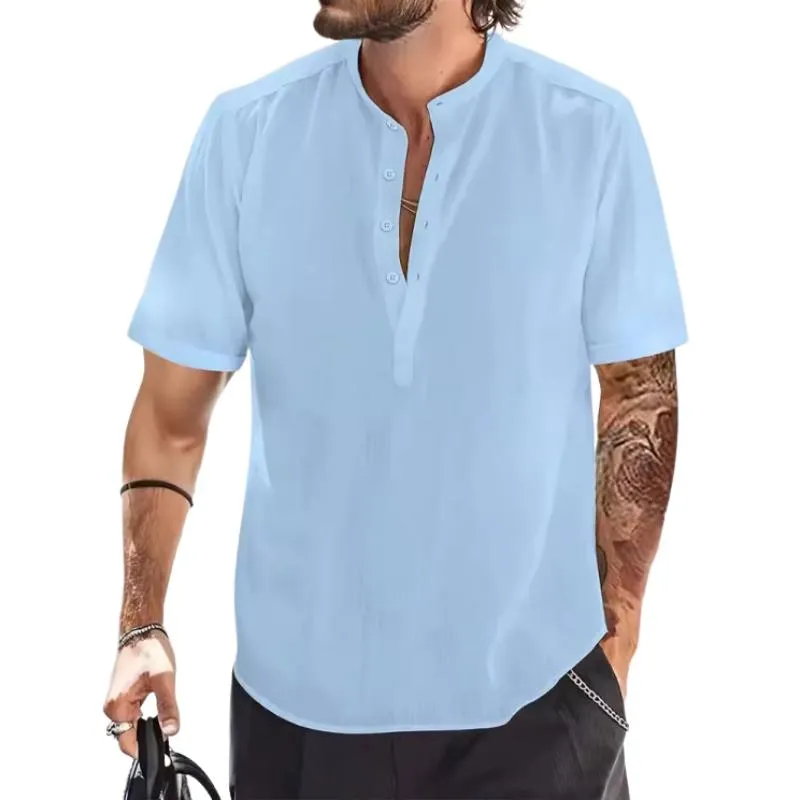 Men's Solid Henley Short Sleeve Shirt 65602715Y sold by Manly