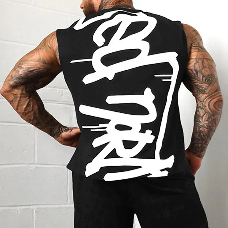 Men's Loose Athletic Letter Print Sleeveless Tank Top 86793383Y sold by Manly product image thumbnail 3