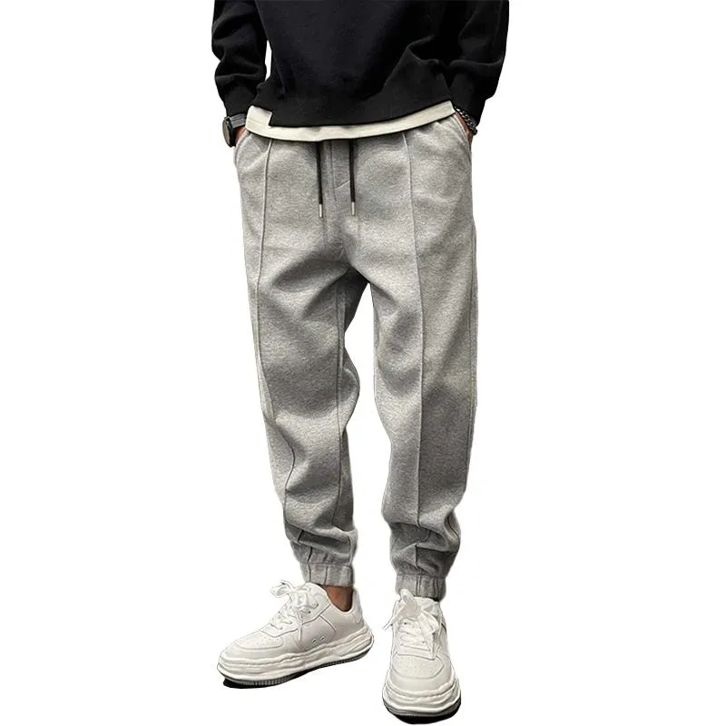 Men's Solid Plush Loose Elastic Waist Casual Sports Pants 03497832Z sold by Manly