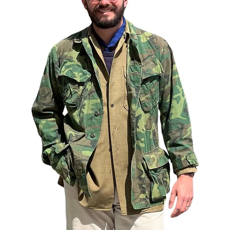 Men's Vintage Camouflage Washed Lapel Jacket 87207818X sold by Manly