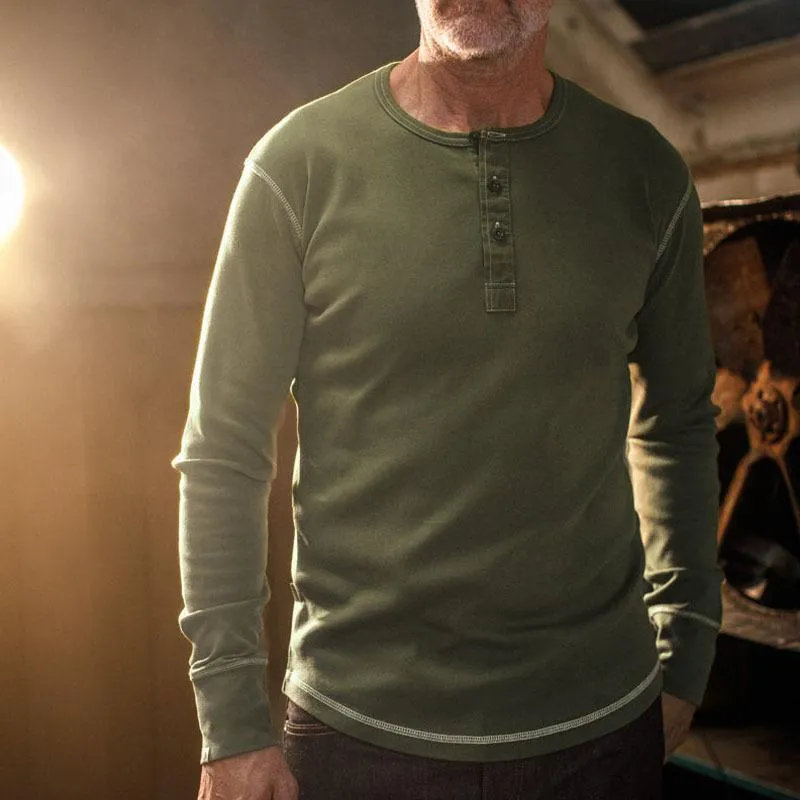 Men's Casual Solid Color Button Henley Neck Long Sleeve T-Shirt 38178771Y sold by Manly product image thumbnail 3