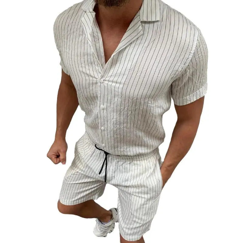 Men's Casual Striped Two-piece Set 58349426TO sold by Manly