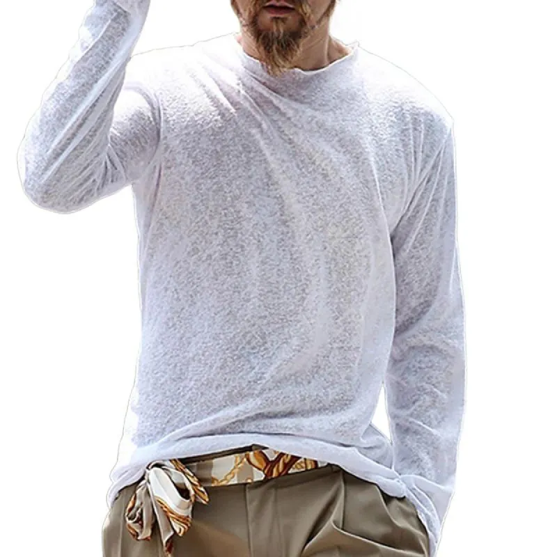 Men's Casual Round Neck Long Sleeve T-shirt 91691185TO sold by Manly