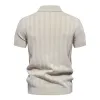 Men's Casual Striped Lapel Short Sleeve Knitted Polo Shirt 44397966M sold by Manly