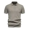 Men's Casual Striped Lapel Short Sleeve Knitted Polo Shirt 44397966M sold by Manly