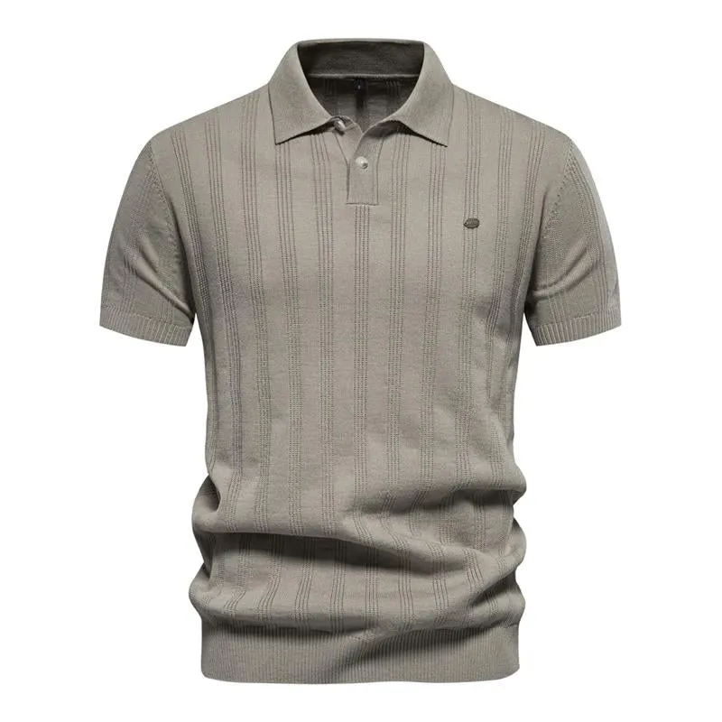 Men's Casual Striped Lapel Short Sleeve Knitted Polo Shirt 44397966M sold by Manly product image thumbnail 3