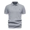 Men's Casual Striped Lapel Short Sleeve Knitted Polo Shirt 44397966M sold by Manly