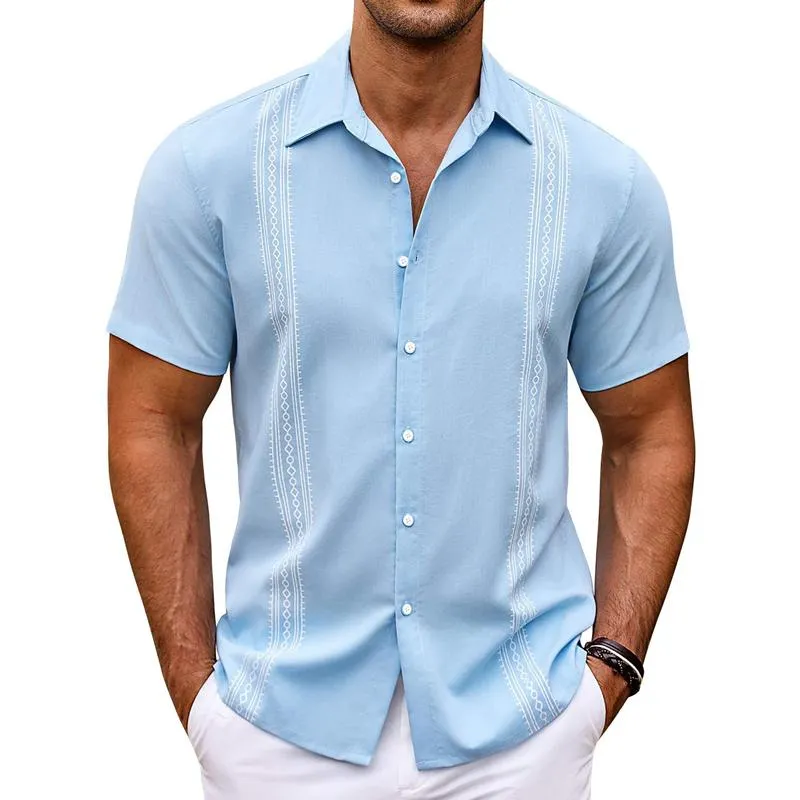 Men's Casual Printed Single Breasted Short Sleeve Shirt 82996209Y sold by Manly