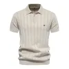 Men's Casual Striped Lapel Short Sleeve Knitted Polo Shirt 44397966M sold by Manly