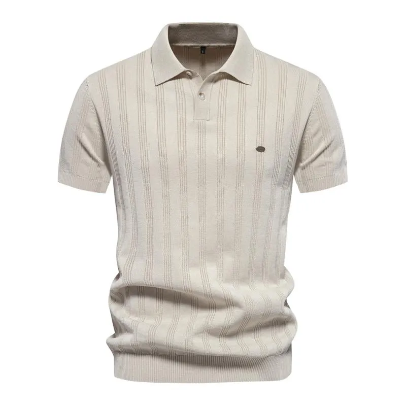 Men's Casual Striped Lapel Short Sleeve Knitted Polo Shirt 44397966M sold by Manly product image thumbnail 4