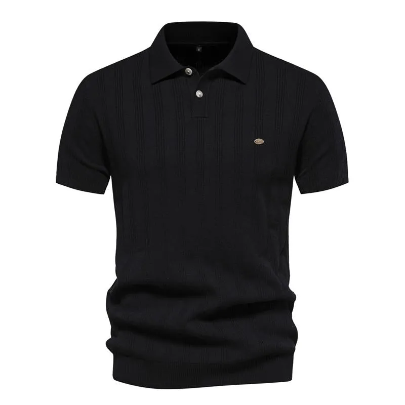 Men's Casual Striped Lapel Short Sleeve Knitted Polo Shirt 44397966M sold by Manly product image thumbnail 2