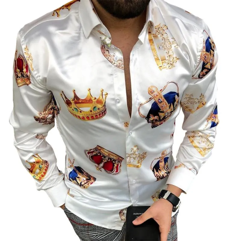 Men's Casual Crown Lapel Long Sleeve Shirt 43893067TO sold by Manly