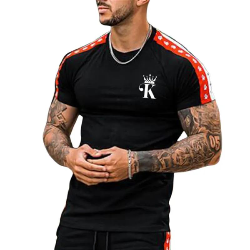 Men's Casual Colorblock Crown K Short-sleeved T-shirt 65916494TO sold by Manly