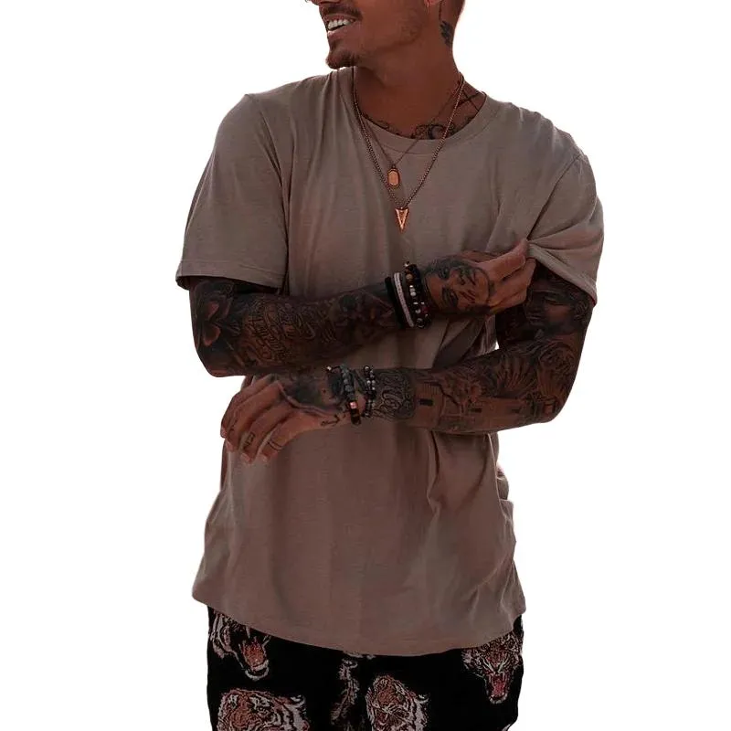 Men's Casual Cotton Blended Round Neck Loose Short Sleeve T-Shirt 86256528M sold by Manly