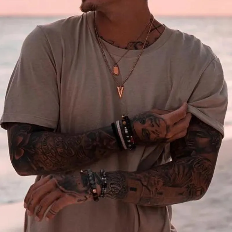 Men's Casual Cotton Blended Round Neck Loose Short Sleeve T-Shirt 86256528M sold by Manly product image thumbnail 3