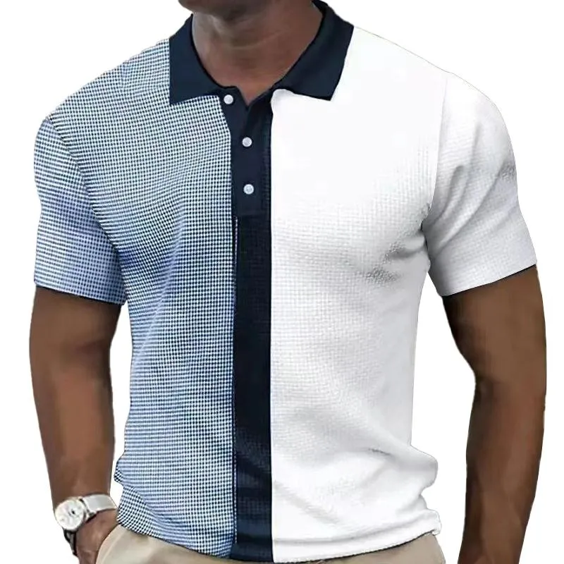Men's Casual Color Block Lapel Short Sleeve Polo Shirt 48321983M sold by Manly product image thumbnail 5