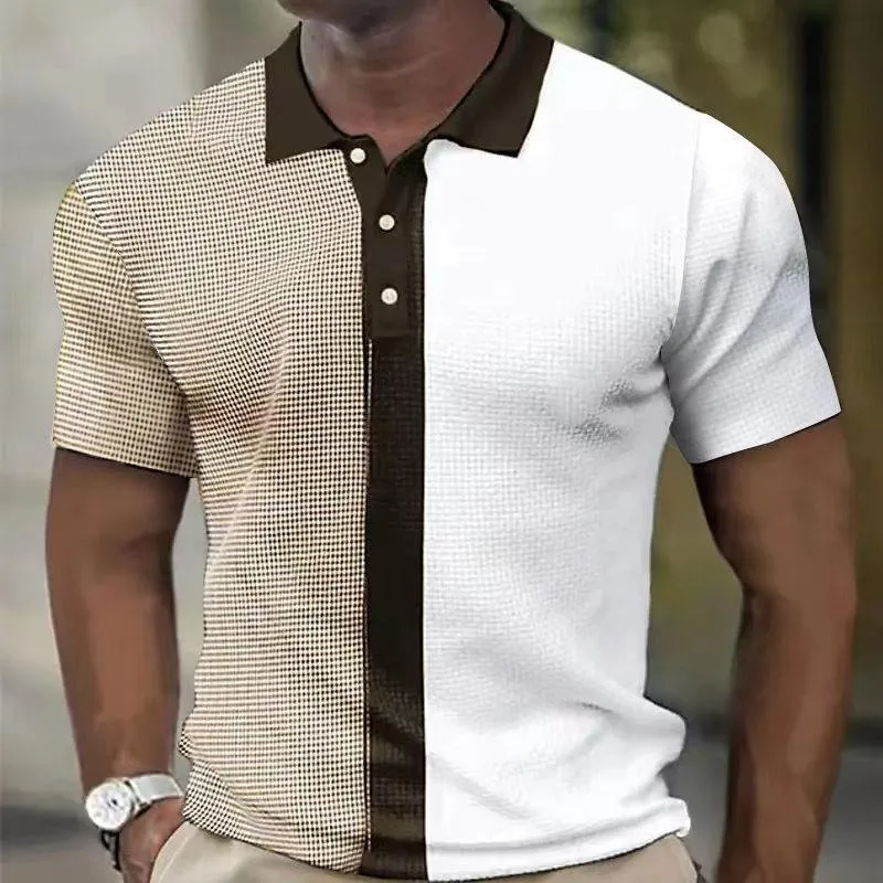 Men's Casual Color Block Lapel Short Sleeve Polo Shirt 48321983M sold by Manly product image thumbnail 2