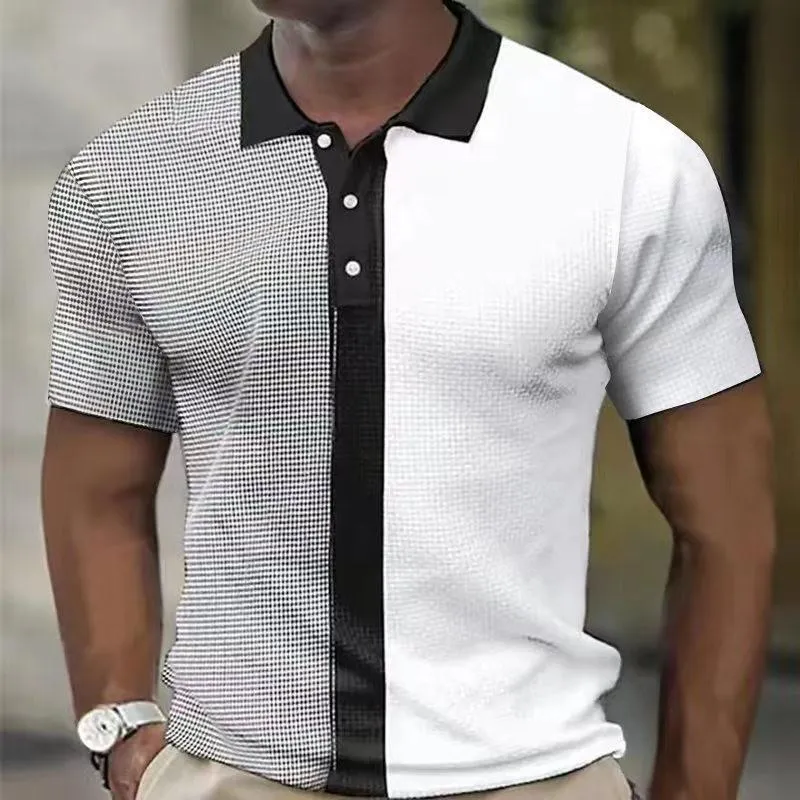 Men's Casual Color Block Lapel Short Sleeve Polo Shirt 48321983M sold by Manly product image thumbnail 4
