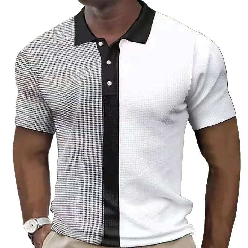 Men's Casual Color Block Lapel Short Sleeve Polo Shirt 48321983M sold by Manly product image thumbnail 3