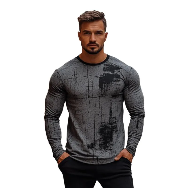 Men's Casual Printed Round Neck Slim Long Sleeve T-shirt 79120330M sold by Manly