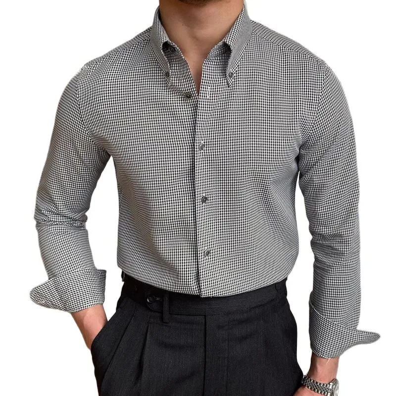 Men's Retro Casual Plaid Lapel Long Sleeve Shirt 80203703TO sold by Manly