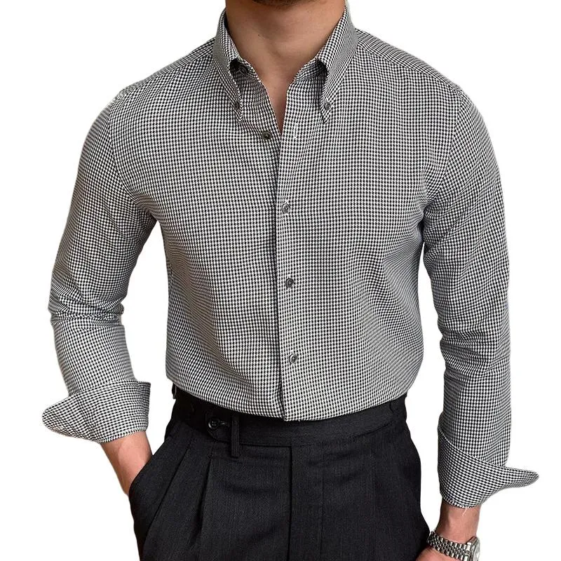 Men's Retro Casual Plaid Lapel Long Sleeve Shirt 80203703TO sold by Manly