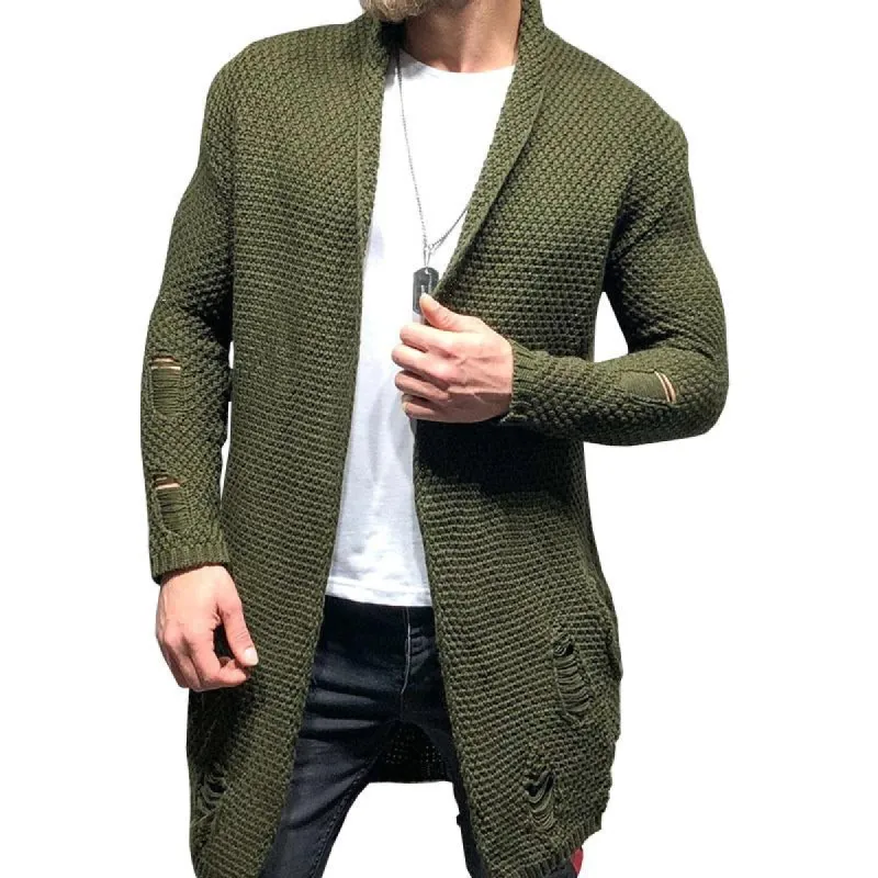 Men's Casual Ripped Long Knit Cardigan 68275311M sold by Manly