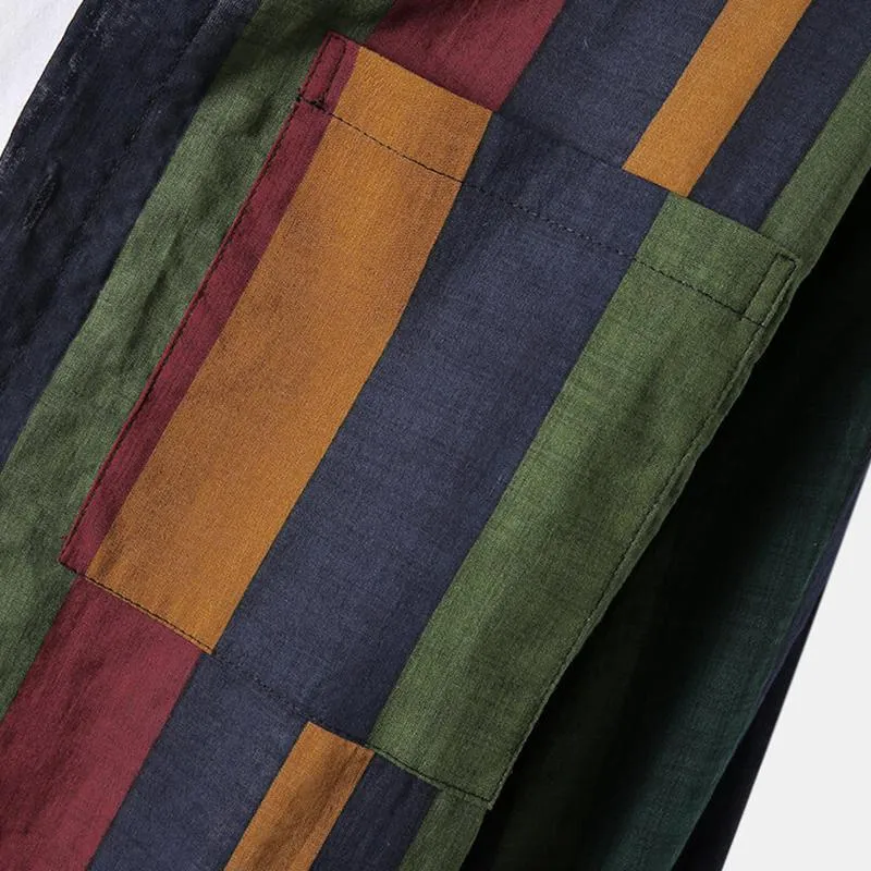 Men's Casual Color Contrast Stripe Breathable Long Sleeve Shirt 37807933M sold by Manly product image thumbnail 4