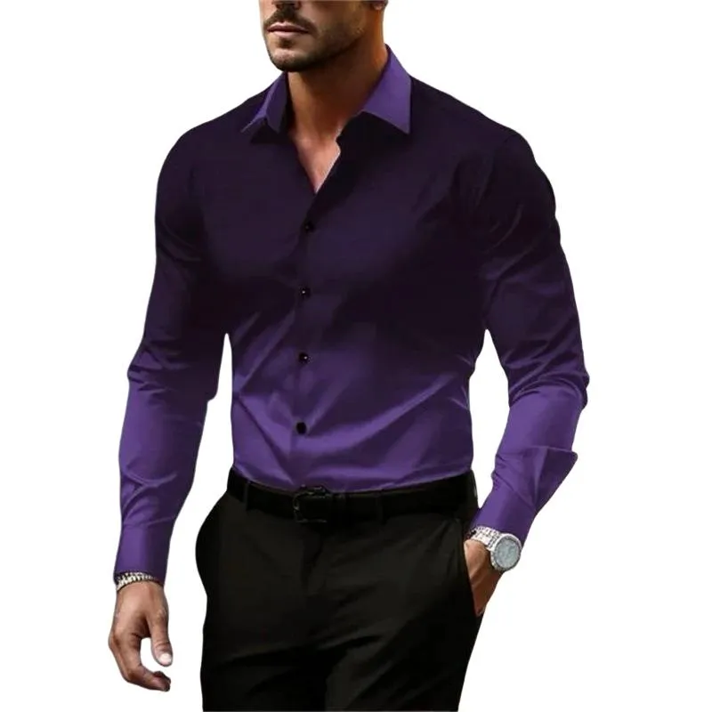 Men's Gradient Lapel Button Loose Long Sleeve Shirt 28602919X sold by Manly product image thumbnail 3