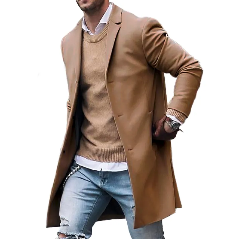 Men's Notch Lapel Single Breasted Mid-length Coat 34864123Z sold by Manly