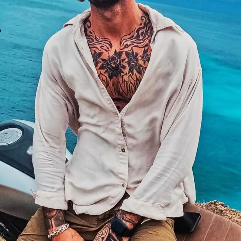 Men's Casual Solid Color Long Sleeve Shirt 64000584TO sold by Manly product image thumbnail 2