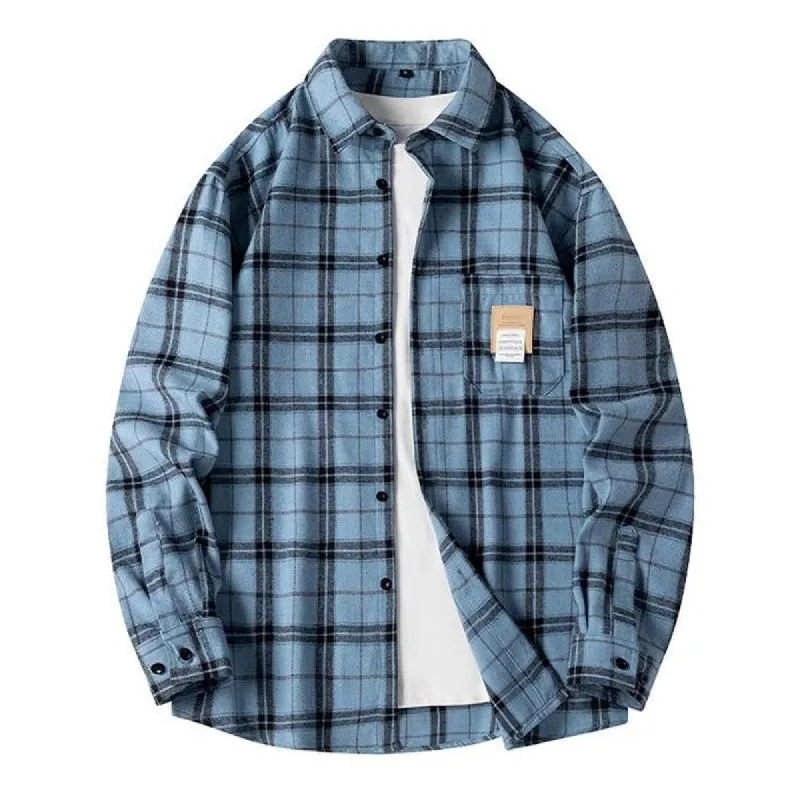 Men's Casual Versatile Plaid Long Sleeve Shirt 83029203X sold by Manly