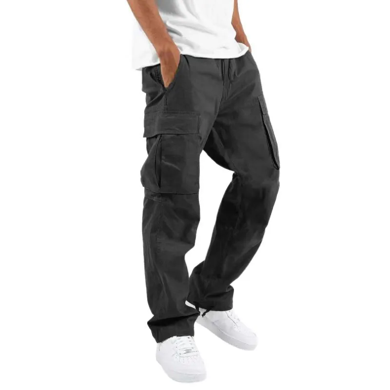 Men's Casual Drawstring Multi-pocket Cotton Blend Cargo Pants 97400513M sold by Manly