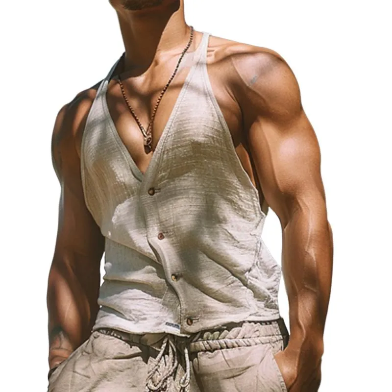 Men's Resort Style Solid Color V-Neck Tank Top 69533311X sold by Manly