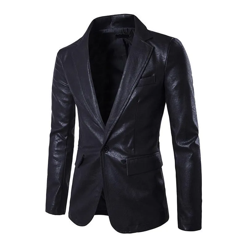 Men's Lapel Slim Leather Blazer 22416100M sold by Manly