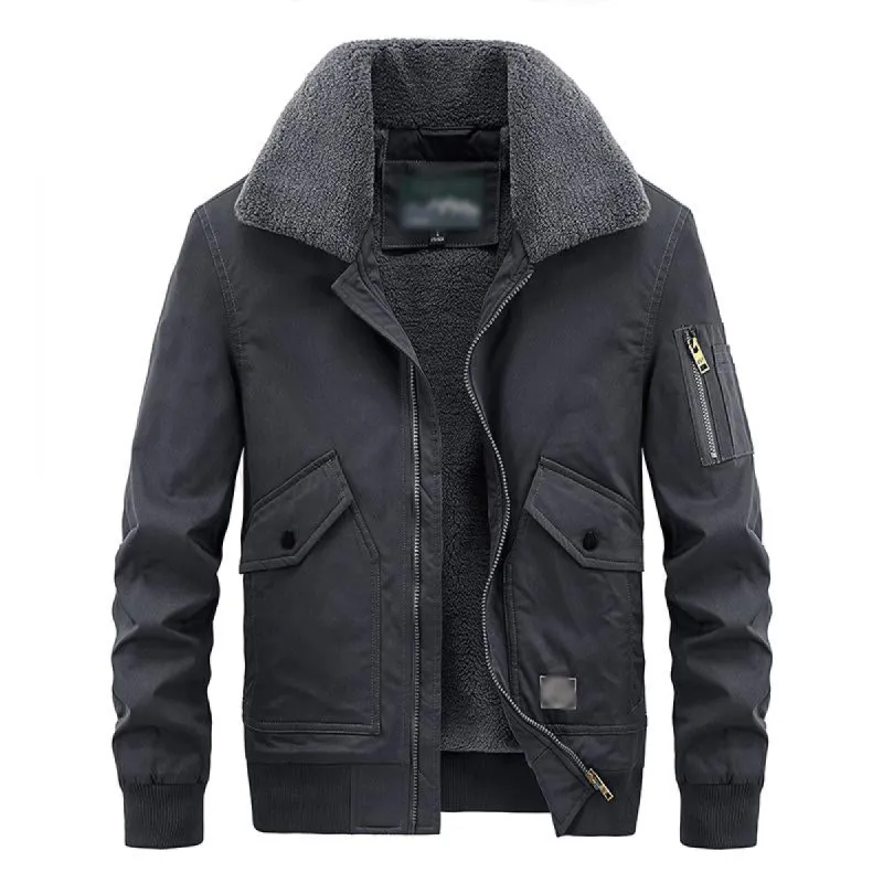 Men's Vintage Teddy Plush Warm Lapel Multi-Pocket Jacket 52817249Y sold by Manly