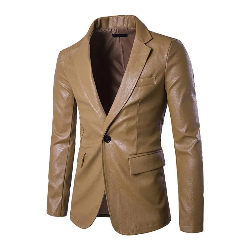 Men's Lapel Slim Leather Blazer 22416100M sold by Manly product image thumbnail 3