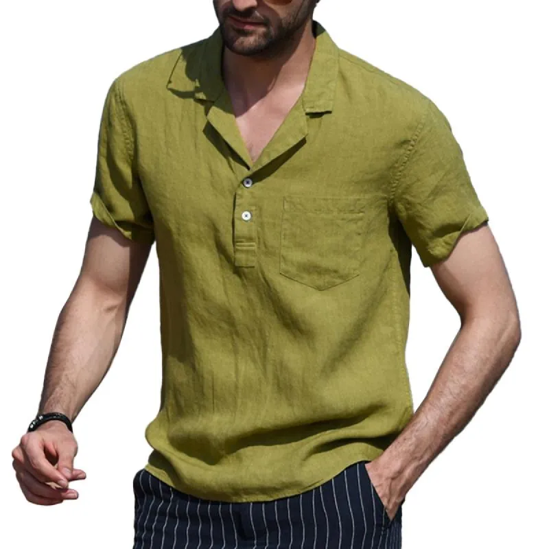 Men's Retro Lapel Short Sleeve Shirt 34351765Z sold by Manly