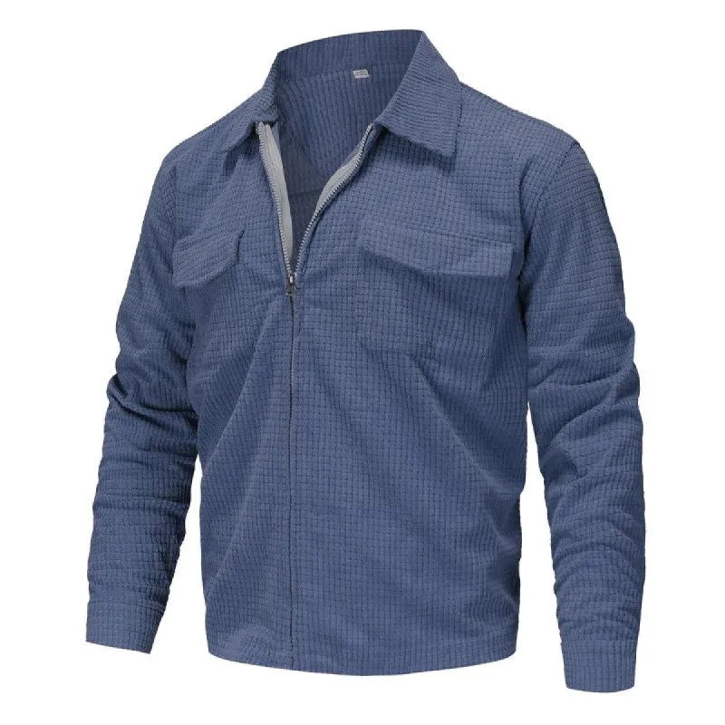 Men's Solid Color Corduroy Cargo Lapel Zipper Jacket 58394516X sold by Manly