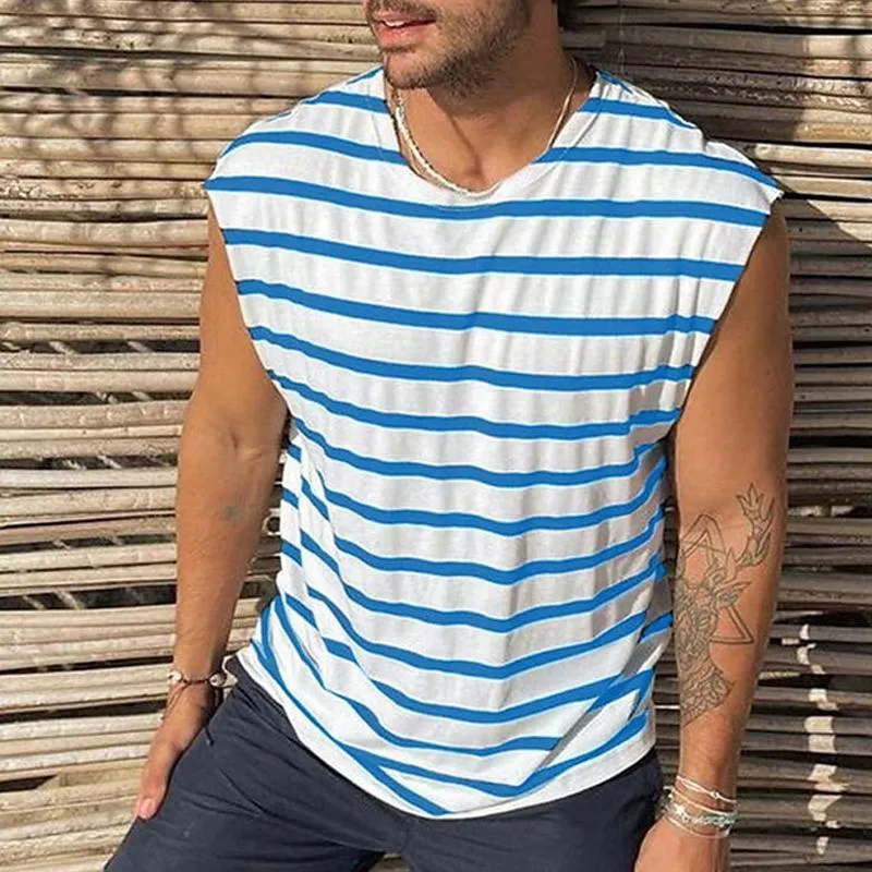 Men's Casual Round Neck Sleeveless Striped Tank Top 67201209Y sold by Manly product image thumbnail 3