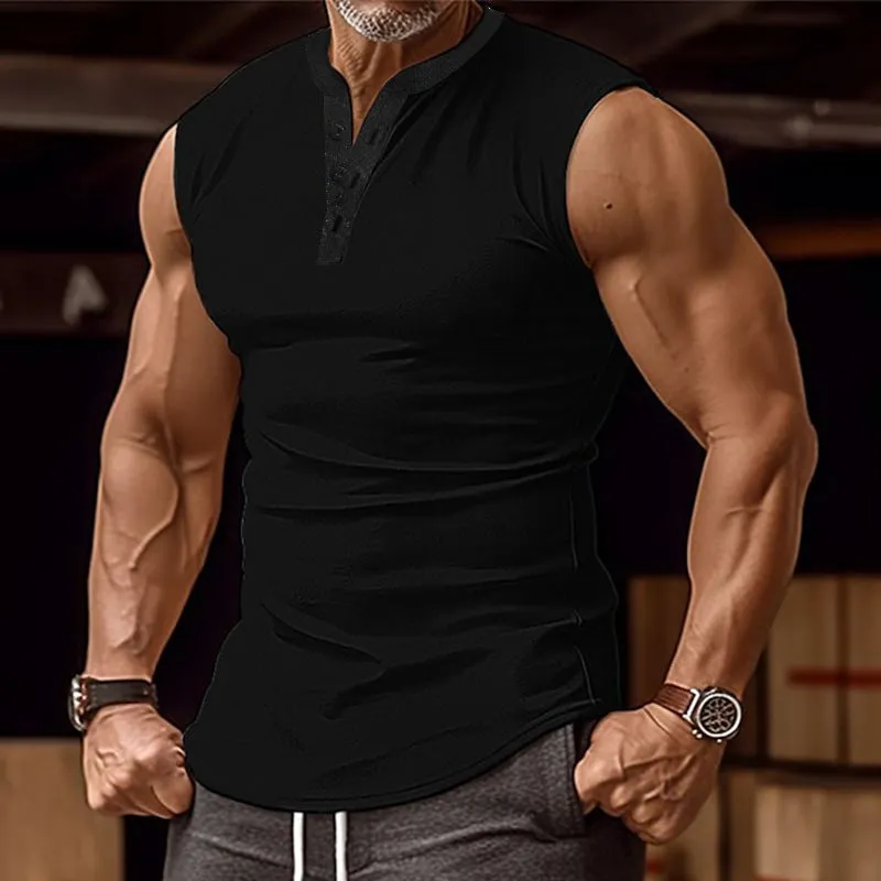 Men's Casual Summer Round Neck Button Down Tank Top 91758444M sold by Manly product image thumbnail 5