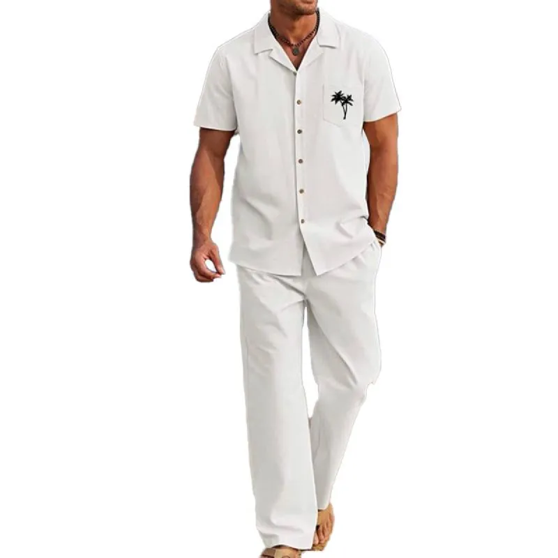 Men's Casual Printed Short Sleeve Shirt and Pants Set 89920276Y sold by Manly