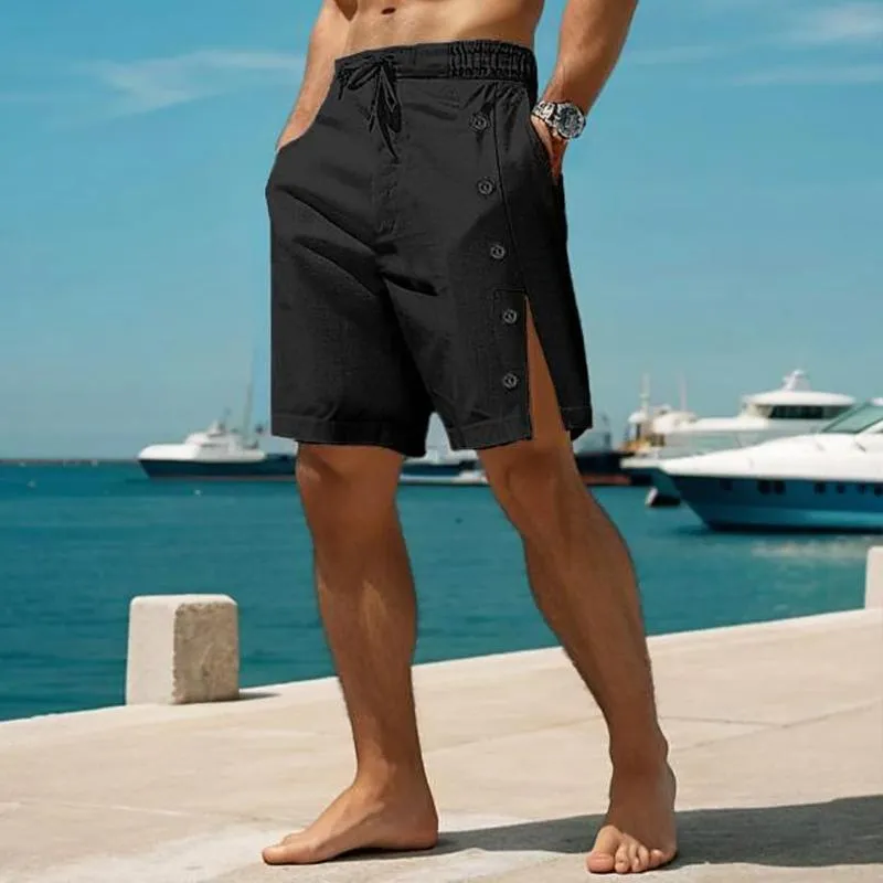 Men's Casual Linen Breathable Elastic Waist Shorts 29191385M sold by Manly product image thumbnail 4