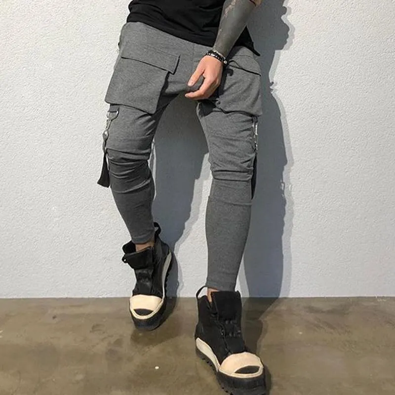 Men's Solid Multi-pocket Slim Sports Pants 59217153Z sold by Manly product image thumbnail 5