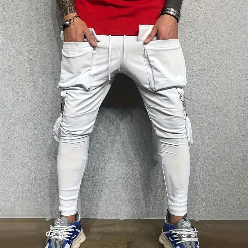 Men's Solid Multi-pocket Slim Sports Pants 59217153Z sold by Manly product image thumbnail 4