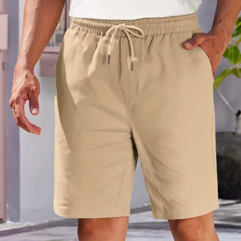 Men's Solid Color Elastic Waist Straight Casual Shorts 03895321Z sold by Manly product image thumbnail 3