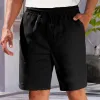 Men's Solid Color Elastic Waist Straight Casual Shorts 03895321Z sold by Manly